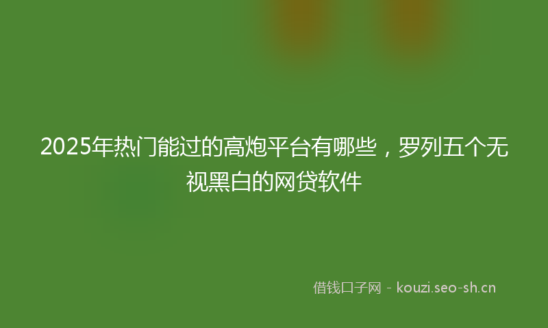 2025年热门能过的高炮平台有哪些，罗列五个无视黑白的网贷软件