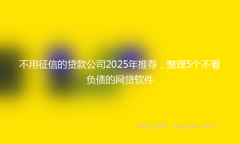 不用征信的贷款公司2025年推荐，整理5个不看负债的网贷软件