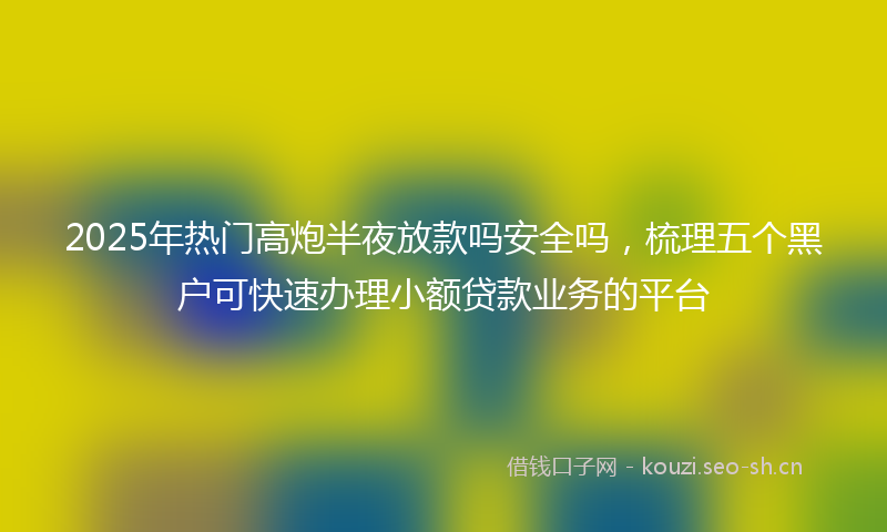 2025年热门高炮半夜放款吗安全吗，梳理五个黑户可快速办理小额贷款业务的平台
