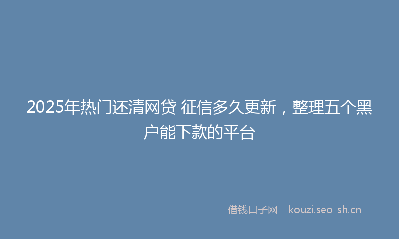 2025年热门还清网贷 征信多久更新，整理五个黑户能下款的平台