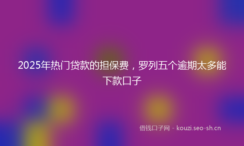 2025年热门贷款的担保费，罗列五个逾期太多能下款口子