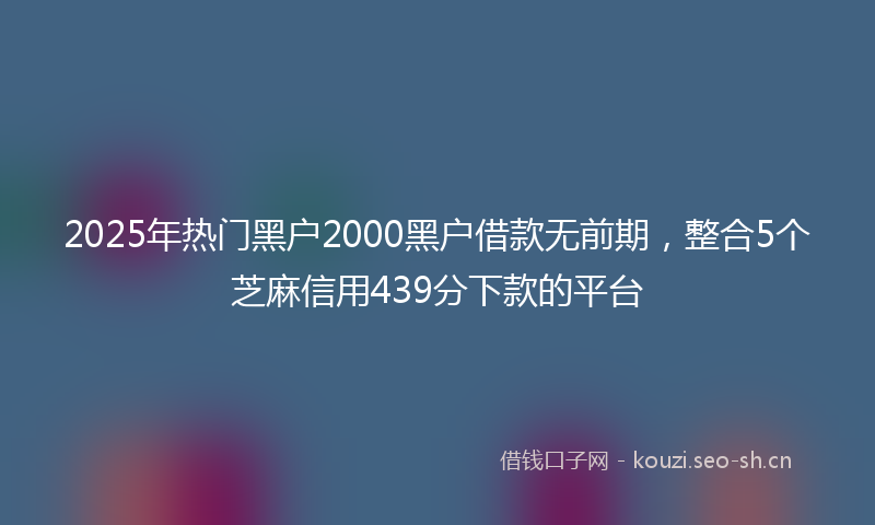 2025年热门黑户2000黑户借款无前期，整合5个芝麻信用439分下款的平台
