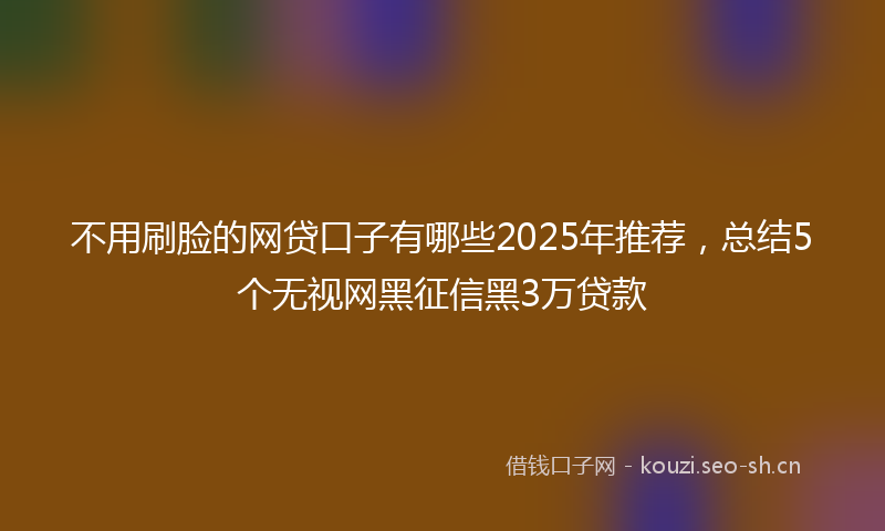 不用刷脸的网贷口子有哪些2025年推荐，总结5个无视网黑征信黑3万贷款