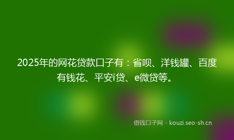 2025年的网花贷款口子有：省呗、洋钱罐、百度有钱花、平安i贷、e微贷等。