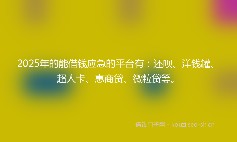 2025年的能借钱应急的平台有：还呗、洋钱罐、超人卡、惠商贷、微粒贷等。