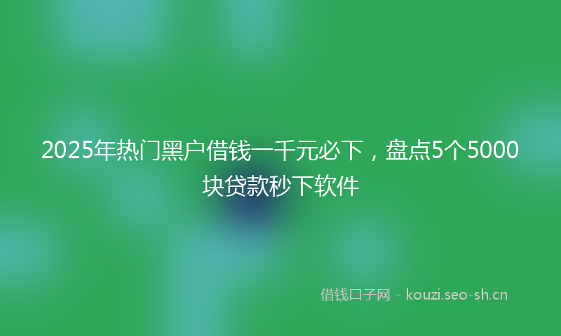 2025年热门黑户借钱一千元必下，盘点5个5000块贷款秒下软件