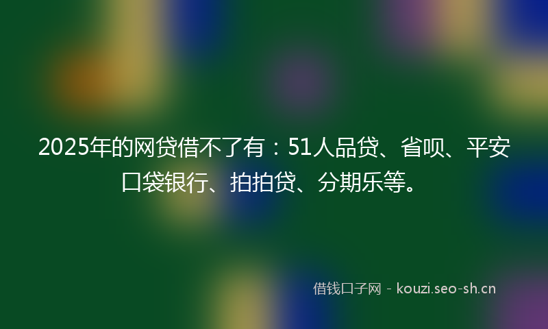 2025年的网贷借不了有：51人品贷、省呗、平安口袋银行、拍拍贷、分期乐等。