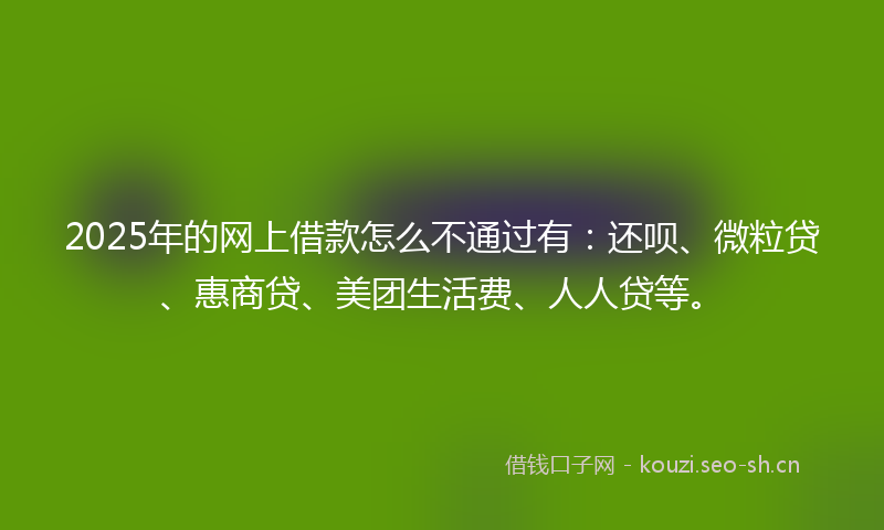 2025年的网上借款怎么不通过有：还呗、微粒贷、惠商贷、美团生活费、人人贷等。