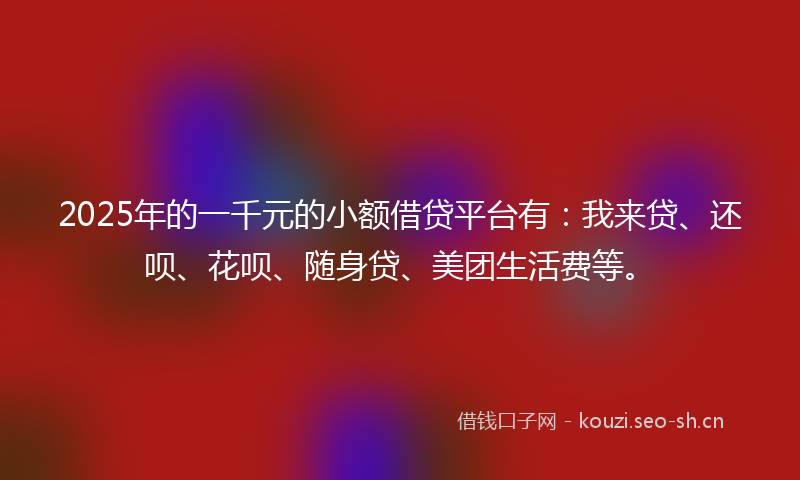 2025年的一千元的小额借贷平台有：我来贷、还呗、花呗、随身贷、美团生活费等。