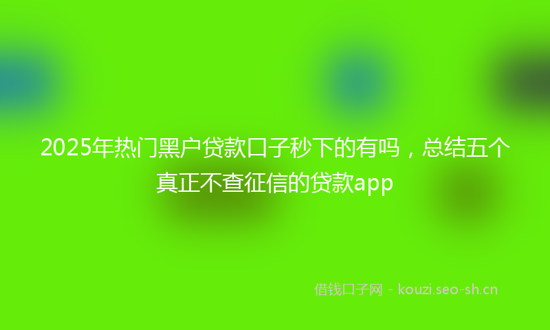 2025年热门黑户贷款口子秒下的有吗，总结五个真正不查征信的贷款app