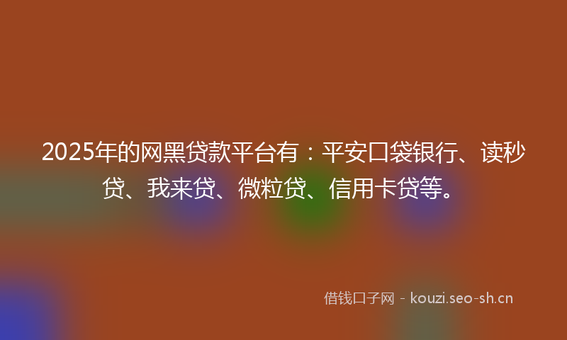 2025年的网黑贷款平台有：平安口袋银行、读秒贷、我来贷、微粒贷、信用卡贷等。