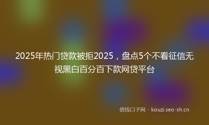 2025年热门贷款被拒2025，盘点5个不看征信无视黑白百分百下款网贷平台