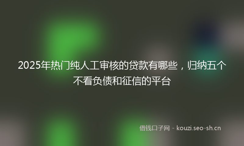 2025年热门纯人工审核的贷款有哪些，归纳五个不看负债和征信的平台