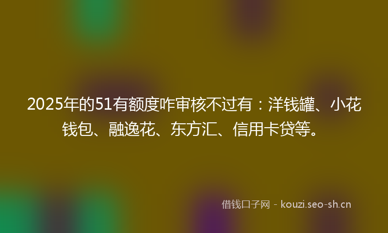 2025年的51有额度咋审核不过有:洋钱罐、小花钱包、融逸花、东方汇、信用卡贷等。