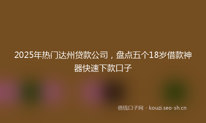 2025年热门达州贷款公司，盘点五个18岁借款神器快速下款口子