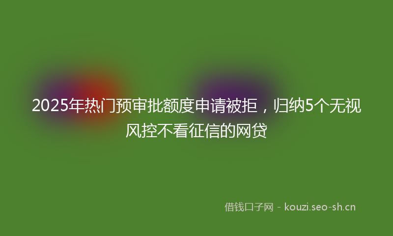 2025年热门预审批额度申请被拒，归纳5个无视风控不看征信的网贷