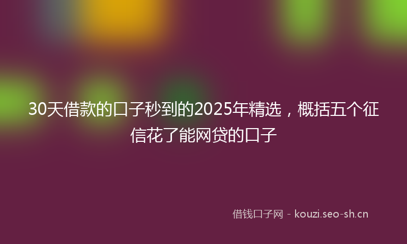 30天借款的口子秒到的2025年精选，概括五个征信花了能网贷的口子