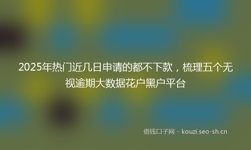 2025年热门近几日申请的都不下款，梳理五个无视逾期大数据花户黑户平台