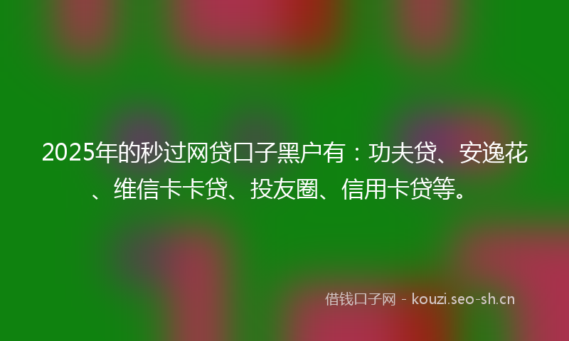 2025年的秒过网贷口子黑户有：功夫贷、安逸花、维信卡卡贷、投友圈、信用卡贷等。