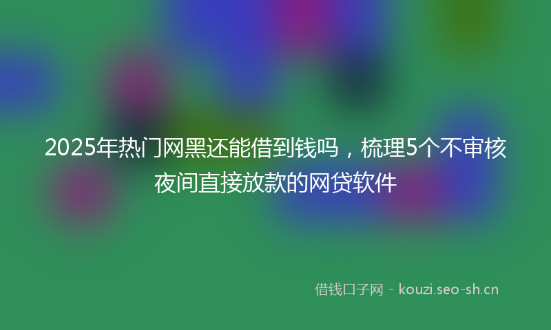 2025年热门网黑还能借到钱吗，梳理5个不审核夜间直接放款的网贷软件