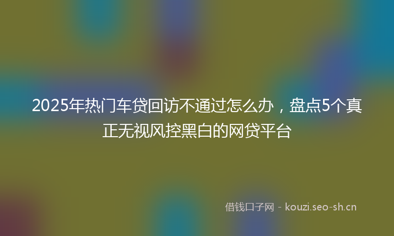 2025年热门车贷回访不通过怎么办，盘点5个真正无视风控黑白的网贷平台