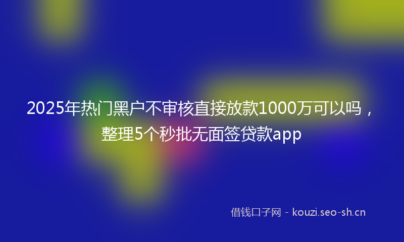 2025年热门黑户不审核直接放款1000万可以吗，整理5个秒批无面签贷款app