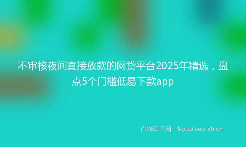 不审核夜间直接放款的网贷平台2025年精选，盘点5个门槛低易下款app