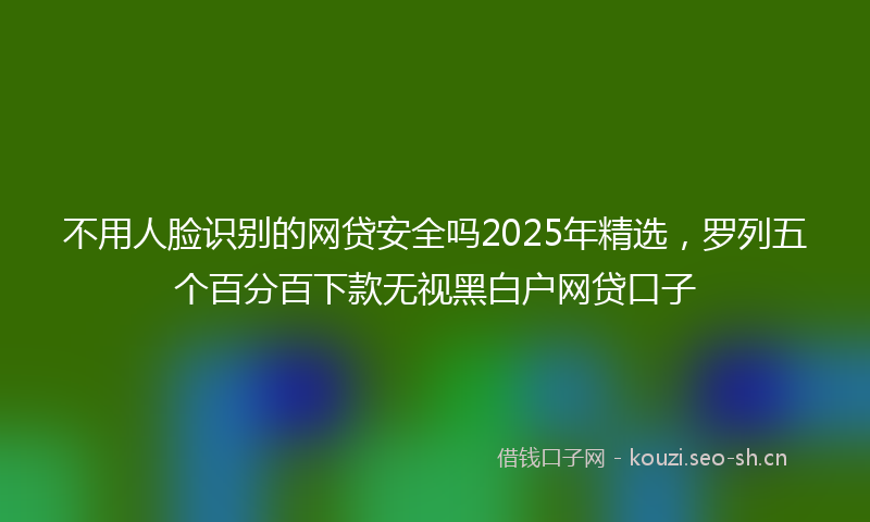 不用人脸识别的网贷安全吗2025年精选，罗列五个百分百下款无视黑白户网贷口子