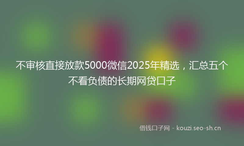 不审核直接放款5000微信2025年精选，汇总五个不看负债的长期网贷口子