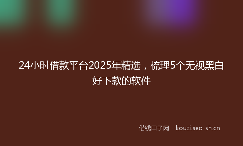 24小时借款平台2025年精选，梳理5个无视黑白好下款的软件