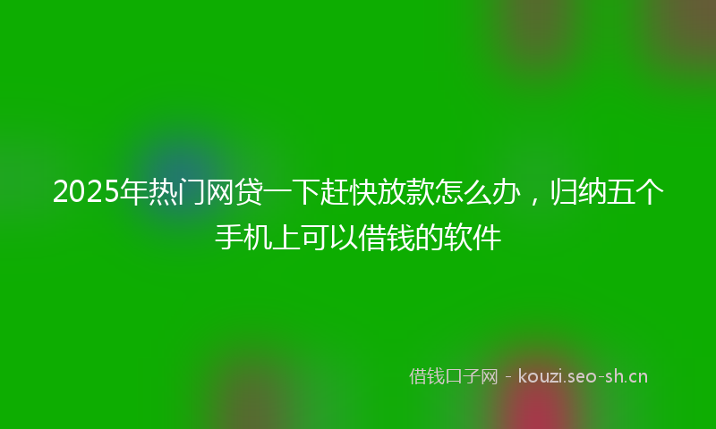 2025年热门网贷一下赶快放款怎么办，归纳五个手机上可以借钱的软件