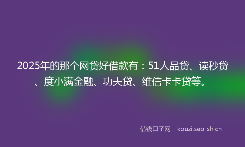 2025年的那个网贷好借款有：51人品贷、读秒贷、度小满金融、功夫贷、维信卡卡贷等。