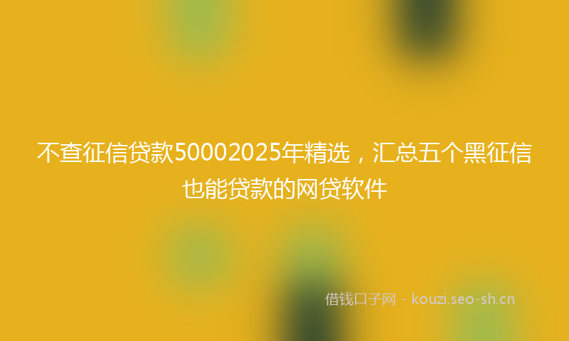 不查征信贷款50002025年精选，汇总五个黑征信也能贷款的网贷软件