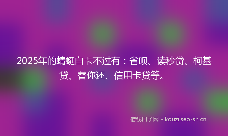 2025年的蜻蜓白卡不过有：省呗、读秒贷、柯基贷、替你还、信用卡贷等。