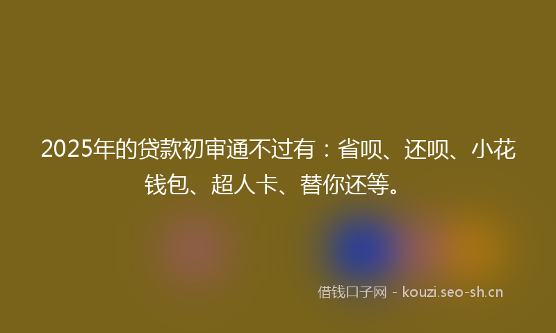 2025年的贷款初审通不过有：省呗、还呗、小花钱包、超人卡、替你还等。