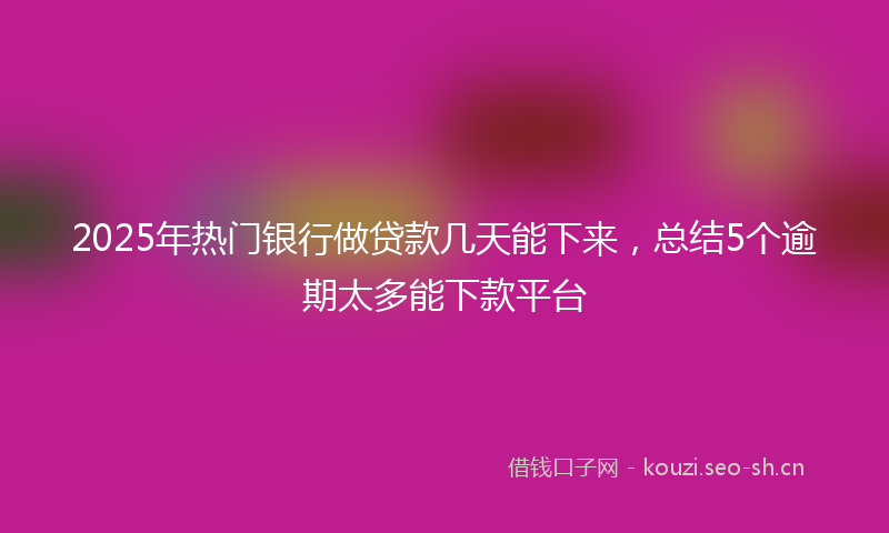 2025年热门银行做贷款几天能下来，总结5个逾期太多能下款平台