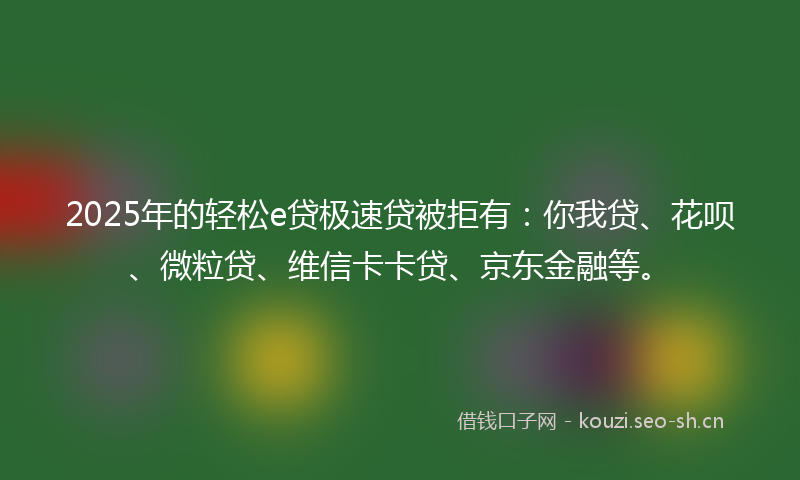 2025年的轻松e贷极速贷被拒有:你我贷、花呗、微粒贷、维信卡卡贷、京东金融等。