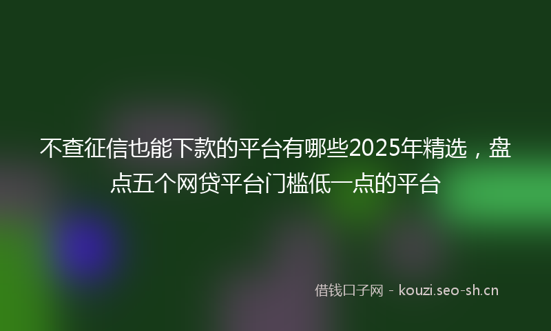 不查征信也能下款的平台有哪些2025年精选,盘点五个网贷平台门槛低一点的平台