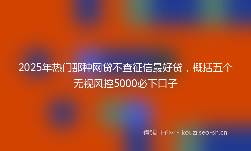 2025年热门那种网贷不查征信最好贷，概括五个无视风控5000必下口子