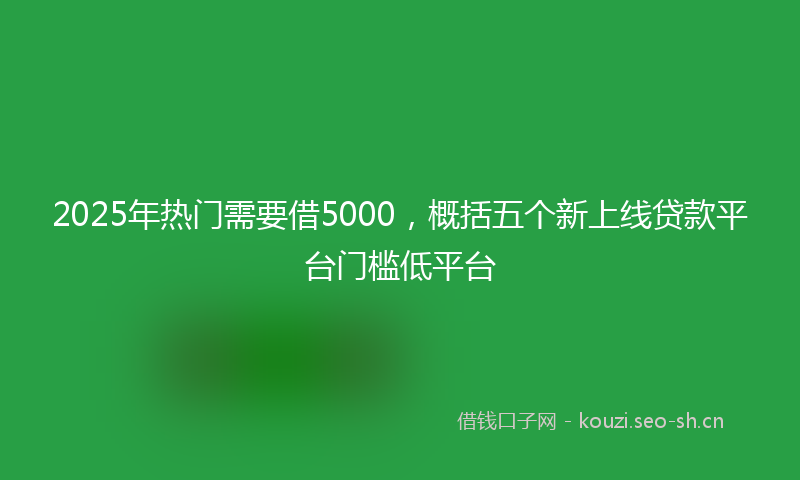 2025年热门需要借5000,概括五个新上线贷款平台门槛低平台