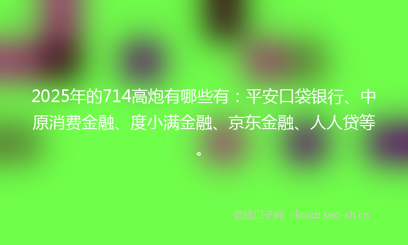 2025年的714高炮有哪些有：平安口袋银行、中原消费金融、度小满金融、京东金融、人人贷等。