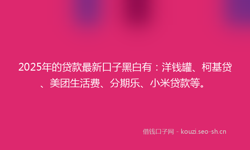 2025年的贷款最新口子黑白有：洋钱罐、柯基贷、美团生活费、分期乐、小米贷款等。