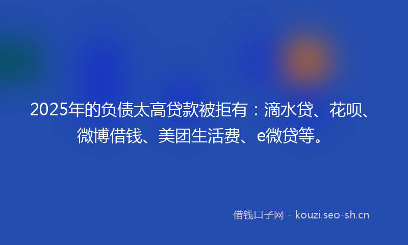 2025年的负债太高贷款被拒有：滴水贷、花呗、微博借钱、美团生活费、e微贷等。