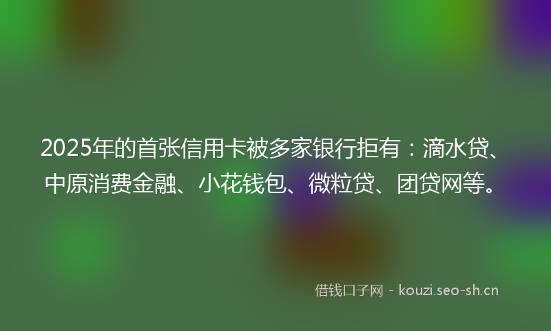 2025年的首张信用卡被多家银行拒有：滴水贷、中原消费金融、小花钱包、微粒贷、团贷网等。