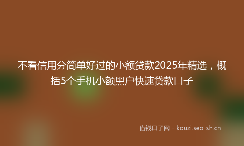 不看信用分简单好过的小额贷款2025年精选，概括5个手机小额黑户快速贷款口子