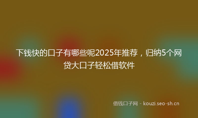 下钱快的口子有哪些呢2025年推荐，归纳5个网贷大口子轻松借软件