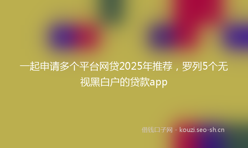 一起申请多个平台网贷2025年推荐，罗列5个无视黑白户的贷款app