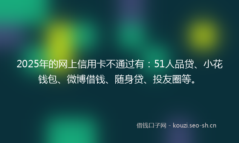 2025年的网上信用卡不通过有：51人品贷、小花钱包、微博借钱、随身贷、投友圈等。