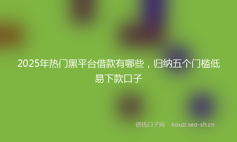 2025年热门黑平台借款有哪些，归纳五个门槛低易下款口子