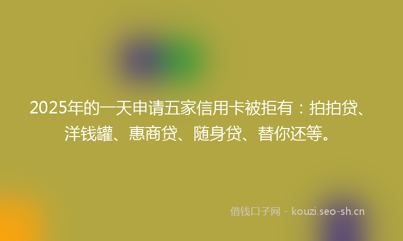 2025年的一天申请五家信用卡被拒有：拍拍贷、洋钱罐、惠商贷、随身贷、替你还等。